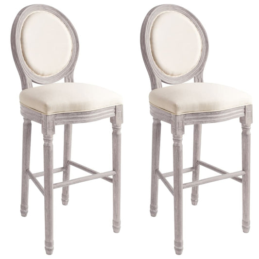Barové Židle 2 Ks Bílé Lněné