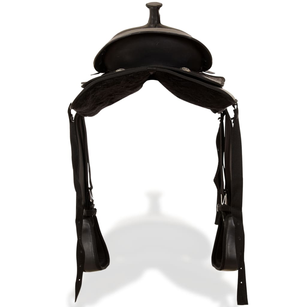 Westernové Sedlo Pro Koně, Set, Pravá Kůže 15&quot; Černé