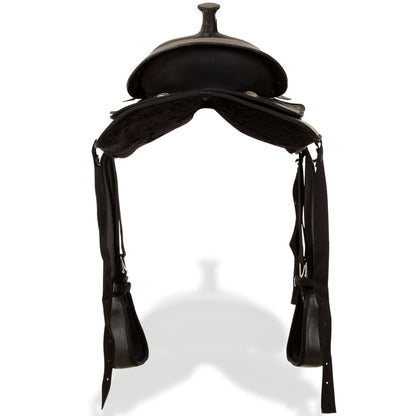Westernové Sedlo Pro Koně, Set, Pravá Kůže 15&quot; Černé