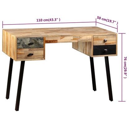 Psací Stůl Masivní Recyklovaný Teak 110 X 50 X 76 Cm