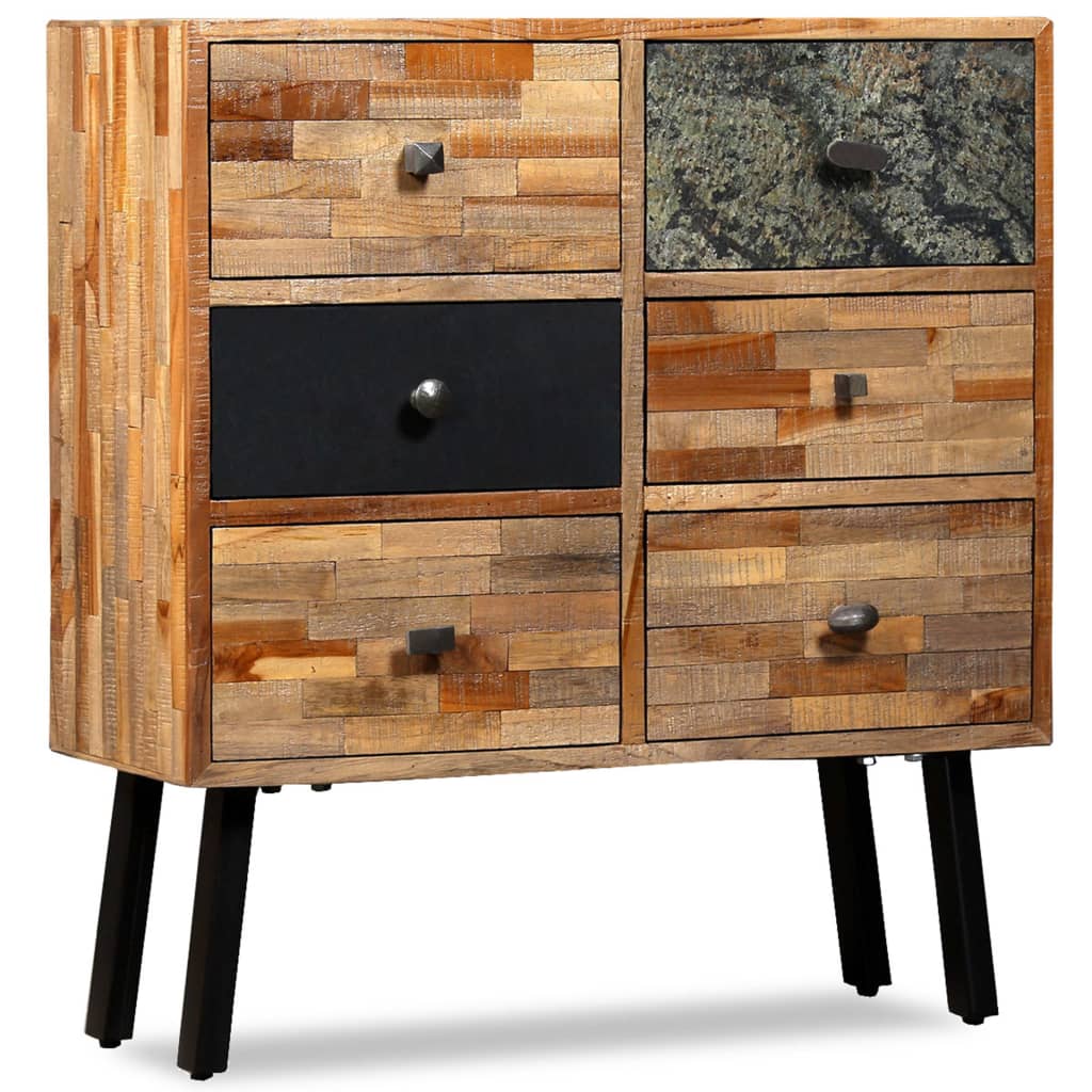 Boční Skříňka S 6 Zásuvkami Recyklovaný Teak 70 X 30 X 76 Cm