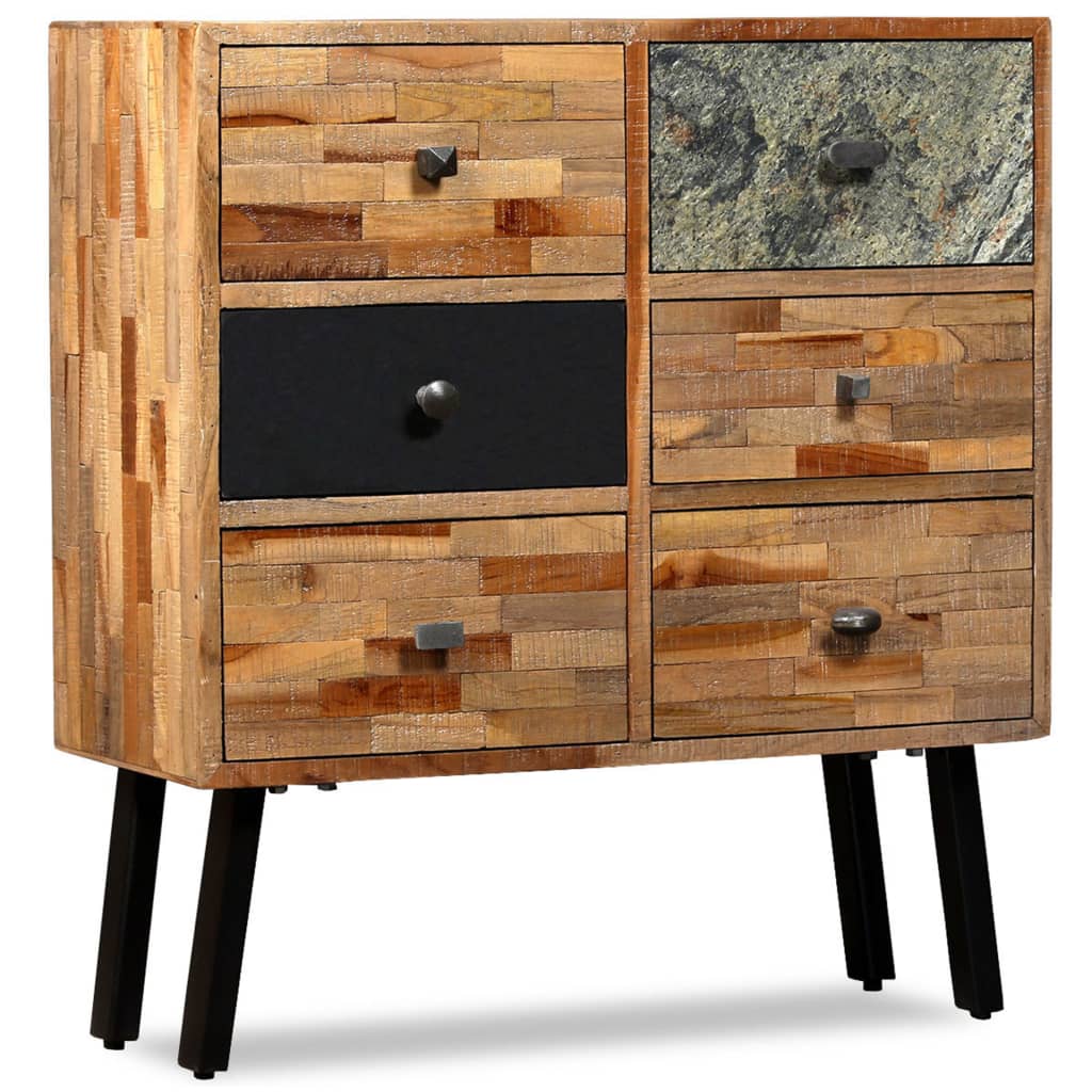 Boční Skříňka S 6 Zásuvkami Recyklovaný Teak 70 X 30 X 76 Cm
