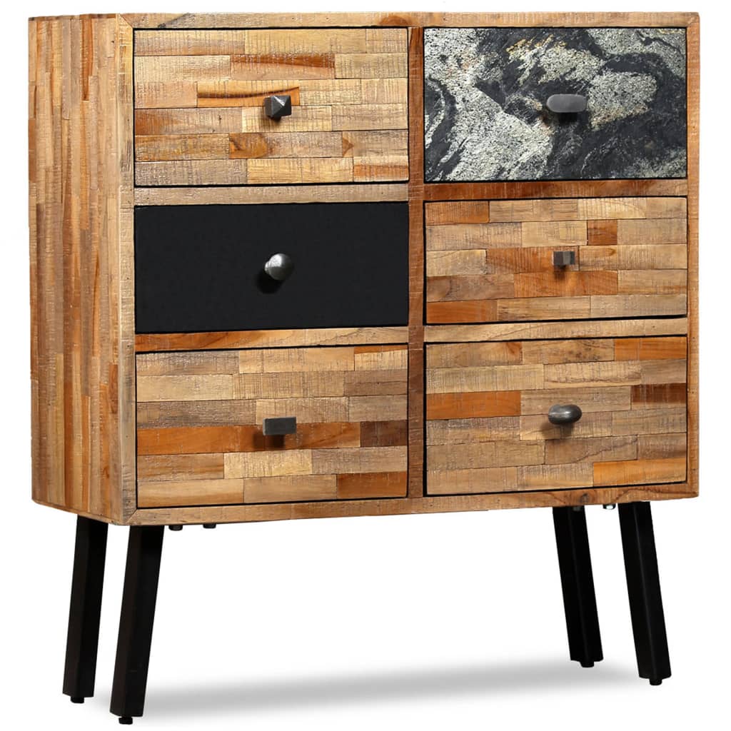 Boční Skříňka S 6 Zásuvkami Recyklovaný Teak 70 X 30 X 76 Cm