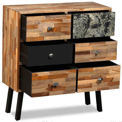 Boční Skříňka S 6 Zásuvkami Recyklovaný Teak 70 X 30 X 76 Cm