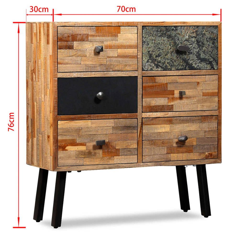 Boční Skříňka S 6 Zásuvkami Recyklovaný Teak 70 X 30 X 76 Cm