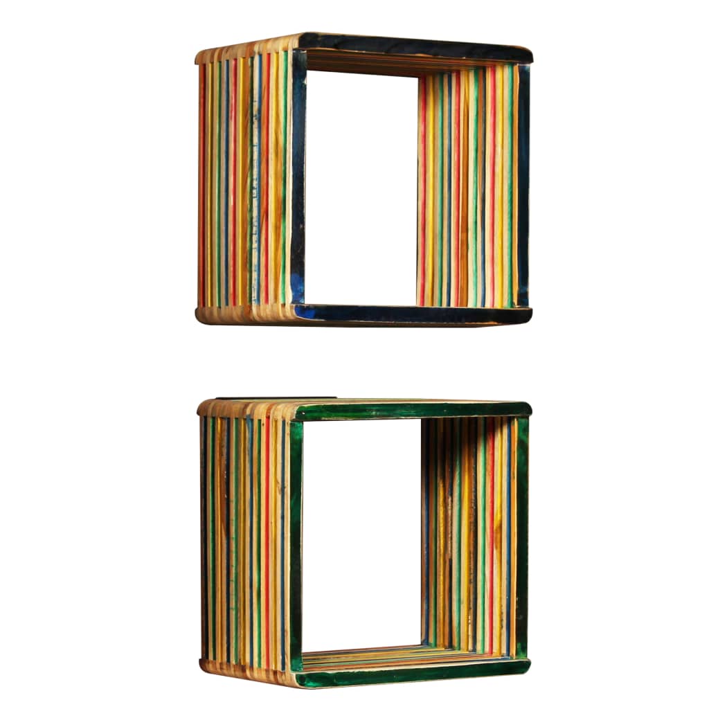 Set Závěsných Polic 3 Ks, Masivní Recyklovaný Teak, Vícebarevné