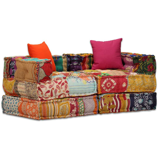 2Místný Modulární Pouf Textil