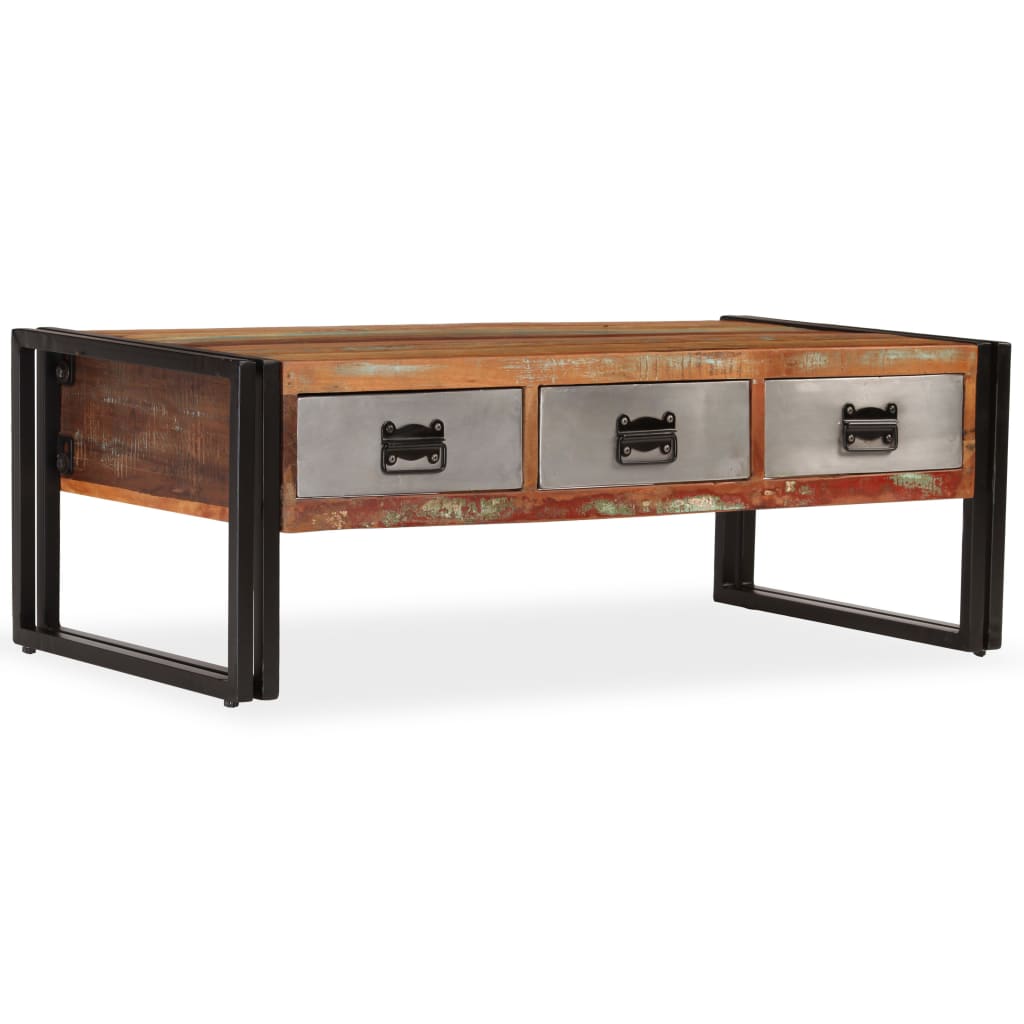 Konferenční Stolek Se 3 Zásuvkami Recyklované Dřevo 100X50X35Cm