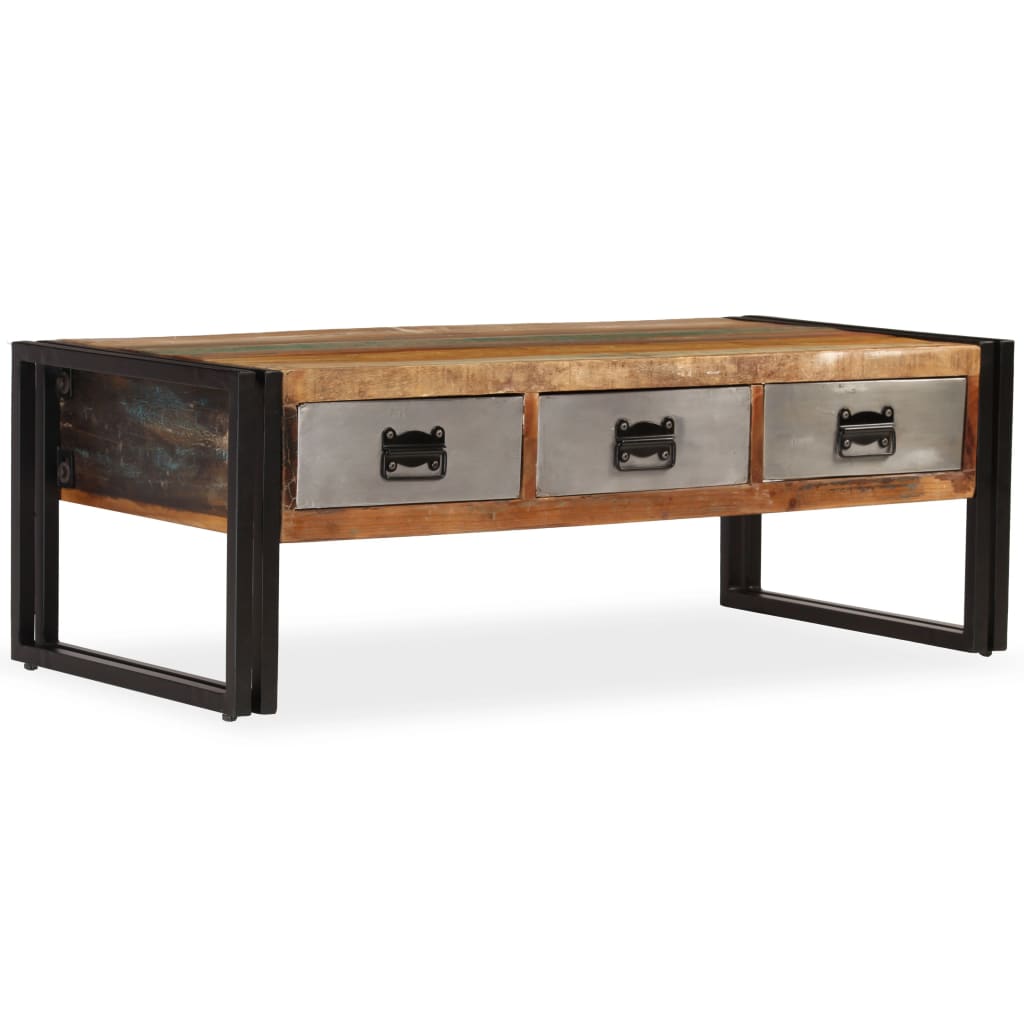 Konferenční Stolek Se 3 Zásuvkami Recyklované Dřevo 100X50X35Cm