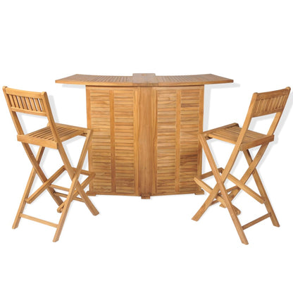 3Dílný Bistro Set Se Skládacími Židlemi Masivní Teakové Dřevo