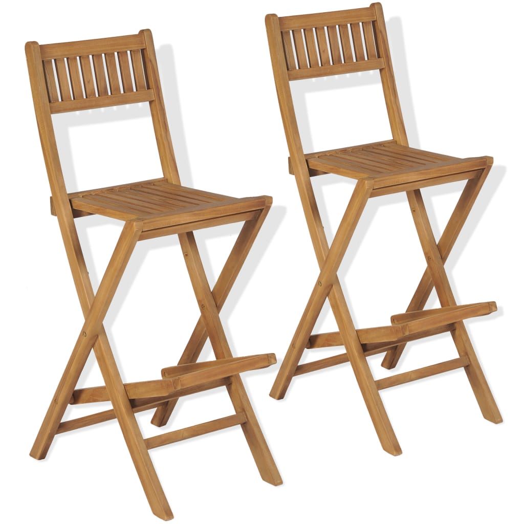 3Dílný Bistro Set Se Skládacími Židlemi Masivní Teakové Dřevo