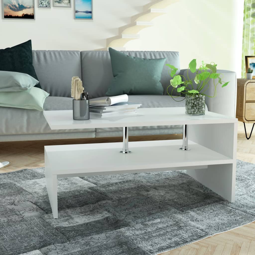 Konferenční Stolek Kompozitní Dřevo 90 X 59 X 42 Cm Dub A Bílý
