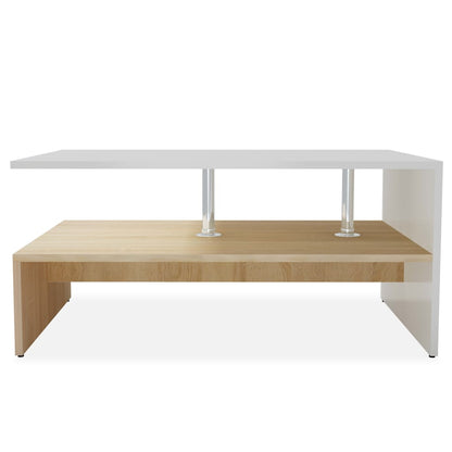 Konferenční Stolek Kompozitní Dřevo 90 X 59 X 42 Cm Dub A Bílý