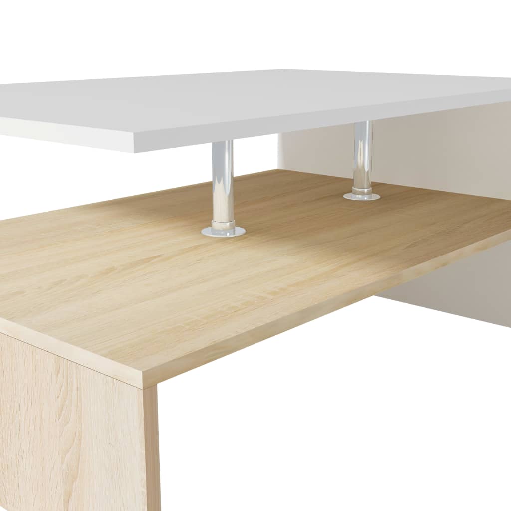 Konferenční Stolek Kompozitní Dřevo 90 X 59 X 42 Cm Dub A Bílý
