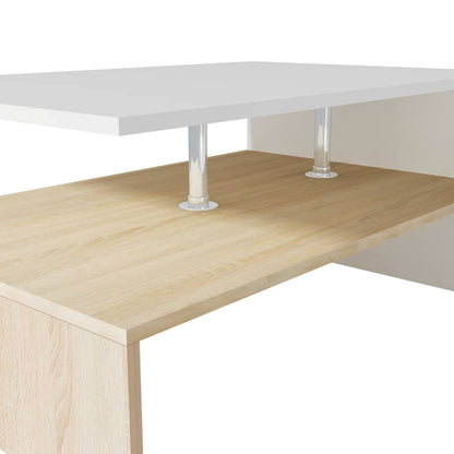 Konferenční Stolek Kompozitní Dřevo 90 X 59 X 42 Cm Dub A Bílý