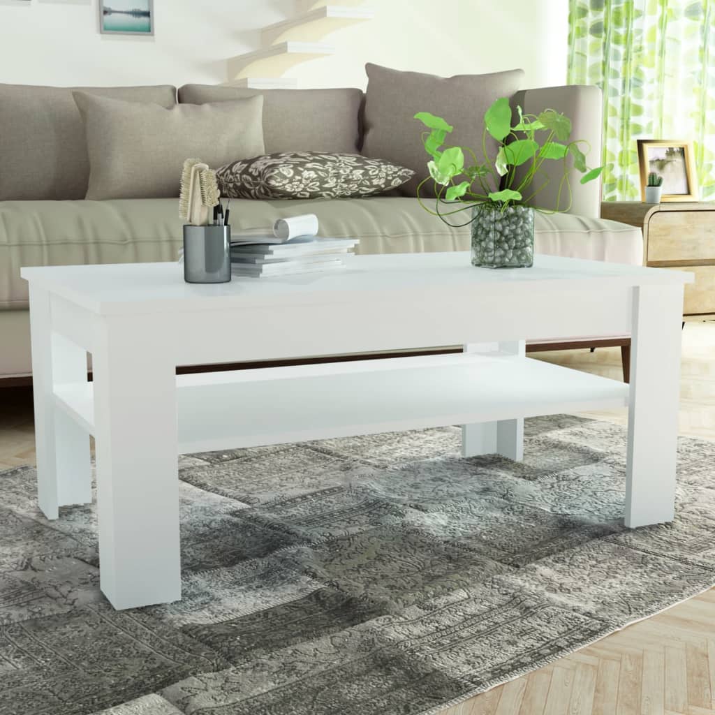 Konferenční Stolek Kompozitní Dřevo 110 X 65 X 48 Cm Bílý