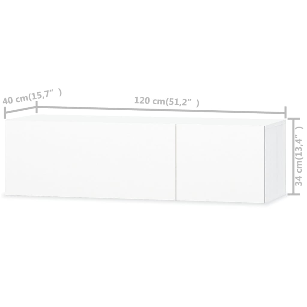 Tv Stolek Kompozitní Dřevo 120X40X34 Cm Bílý S Vysokým Leskem