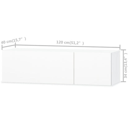 Tv Stolek Kompozitní Dřevo 120X40X34 Cm Bílý S Vysokým Leskem