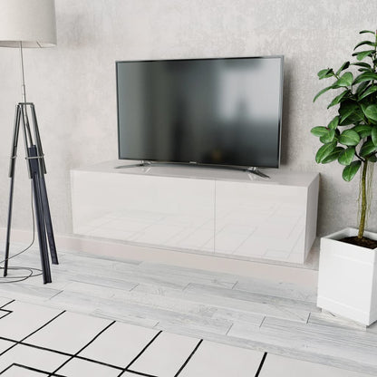 Tv Stolek Kompozitní Dřevo 120X40X34 Cm Bílý S Vysokým Leskem