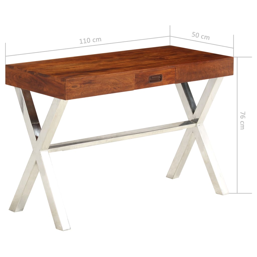 Psací Stůl Masivní Akácie S Medovým Povrchem 110 X 50 X 76 Cm