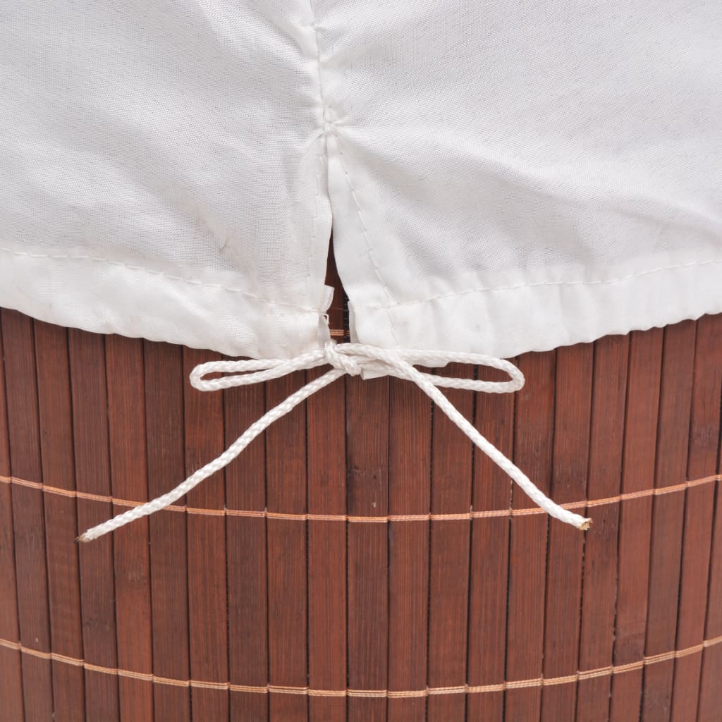 Bambusový Koš Na Prádlo Kulatý Hnědý