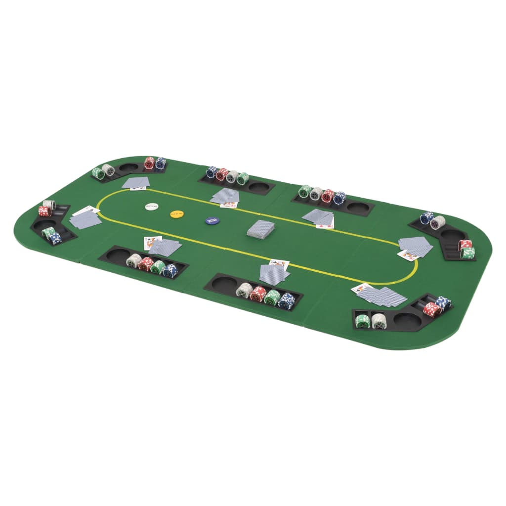 Skládací Pokerová Deska Na Stůl 4Dílná Obdélníková Zelená Bílá A Dub Sonoma