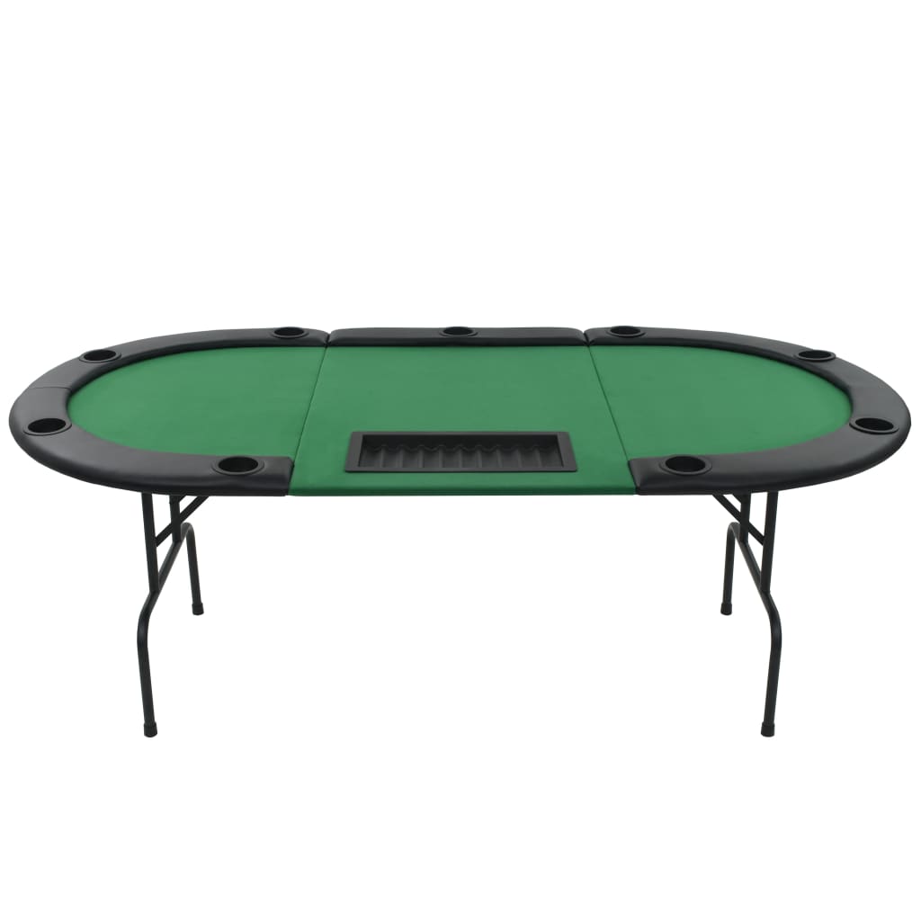 Skládací Pokerový Stůl Pro 9 Hráčů 3 Díly Oválný Zelený