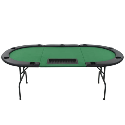 Skládací Pokerový Stůl Pro 9 Hráčů 3 Díly Oválný Zelený