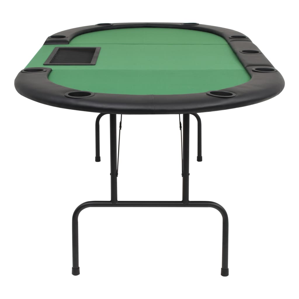 Skládací Pokerový Stůl Pro 9 Hráčů 3 Díly Oválný Zelený