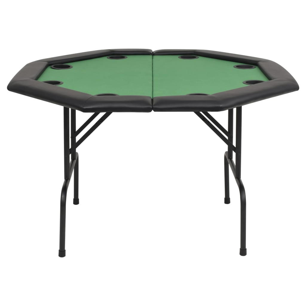 Skládací Pokerový Stůl Pro 8 Hráčů 2 Díly Osmihranný Zelený