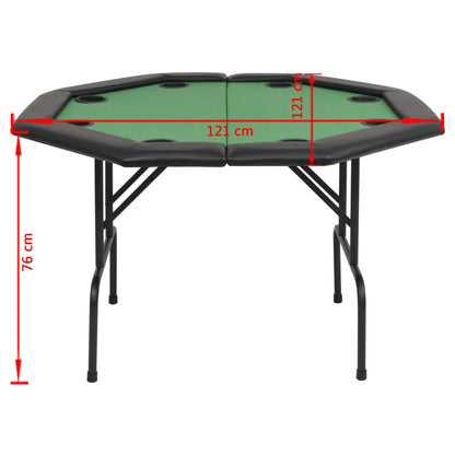 Skládací Pokerový Stůl Pro 8 Hráčů 2 Díly Osmihranný Zelený
