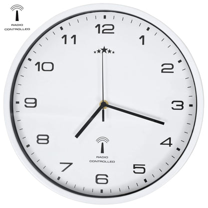Rádiem Řízené Nástěnné Hodiny Quartz 31 Cm Bíločerné