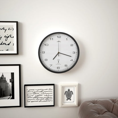 Rádiem Řízené Nástěnné Hodiny Quartz 31 Cm Bíločerné