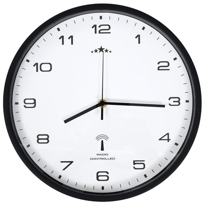 Rádiem Řízené Nástěnné Hodiny Quartz 31 Cm Bíločerné