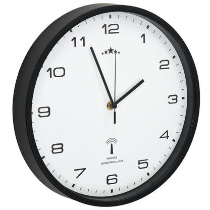 Rádiem Řízené Nástěnné Hodiny Quartz 31 Cm Bíločerné