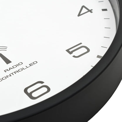 Rádiem Řízené Nástěnné Hodiny Quartz 31 Cm Bíločerné