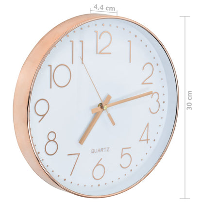 Nástěnné Hodiny 30 Cm Růžově Zlaté