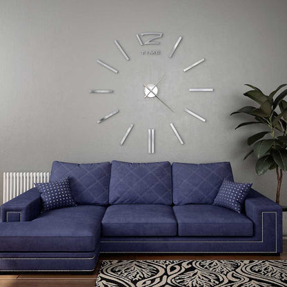 3D Nástěnné Hodiny S Moderním Designem 100 Cm Xxl Stříbrné