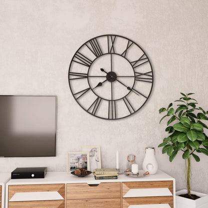 Vintage Nástěnné Hodiny Se Strojkem Quartz Kovové 80 Cm Xxl