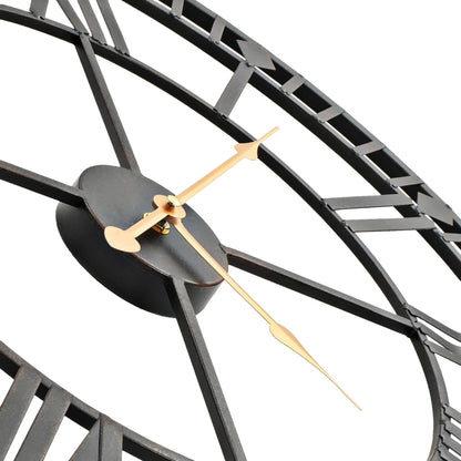 Vintage Nástěnné Hodiny Se Strojkem Quartz Kovové 60 Cm Xxl