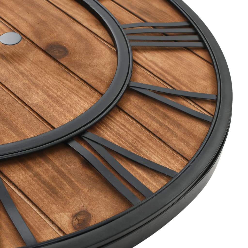 Vintage Nástěnné Hodiny Se Strojkem Quartz Dřevo A Kov 60Cm Xxl