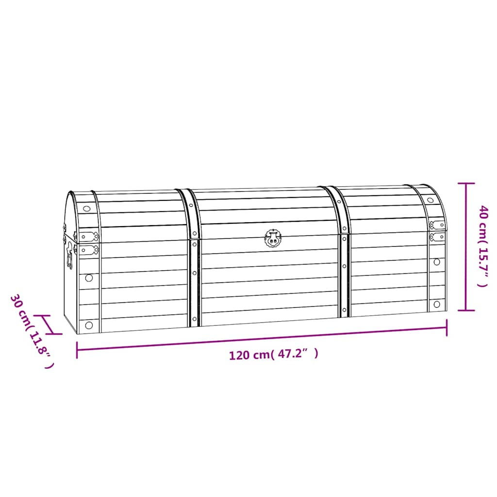 Úložná Truhla Masivní Dřevo Vintage Styl 120 X 30 X 40 Cm