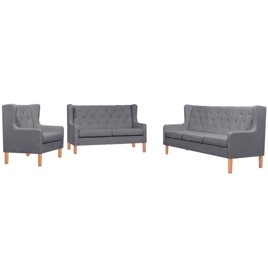 Sedací Souprava 3 Kusy Textil Šedá