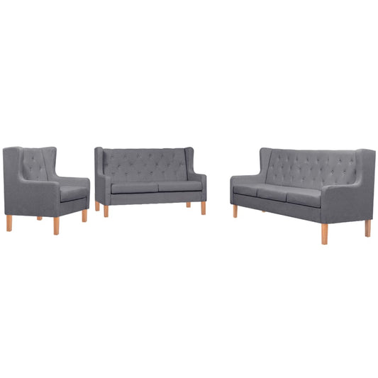 Sedací Souprava 3 Kusy Textil Šedá