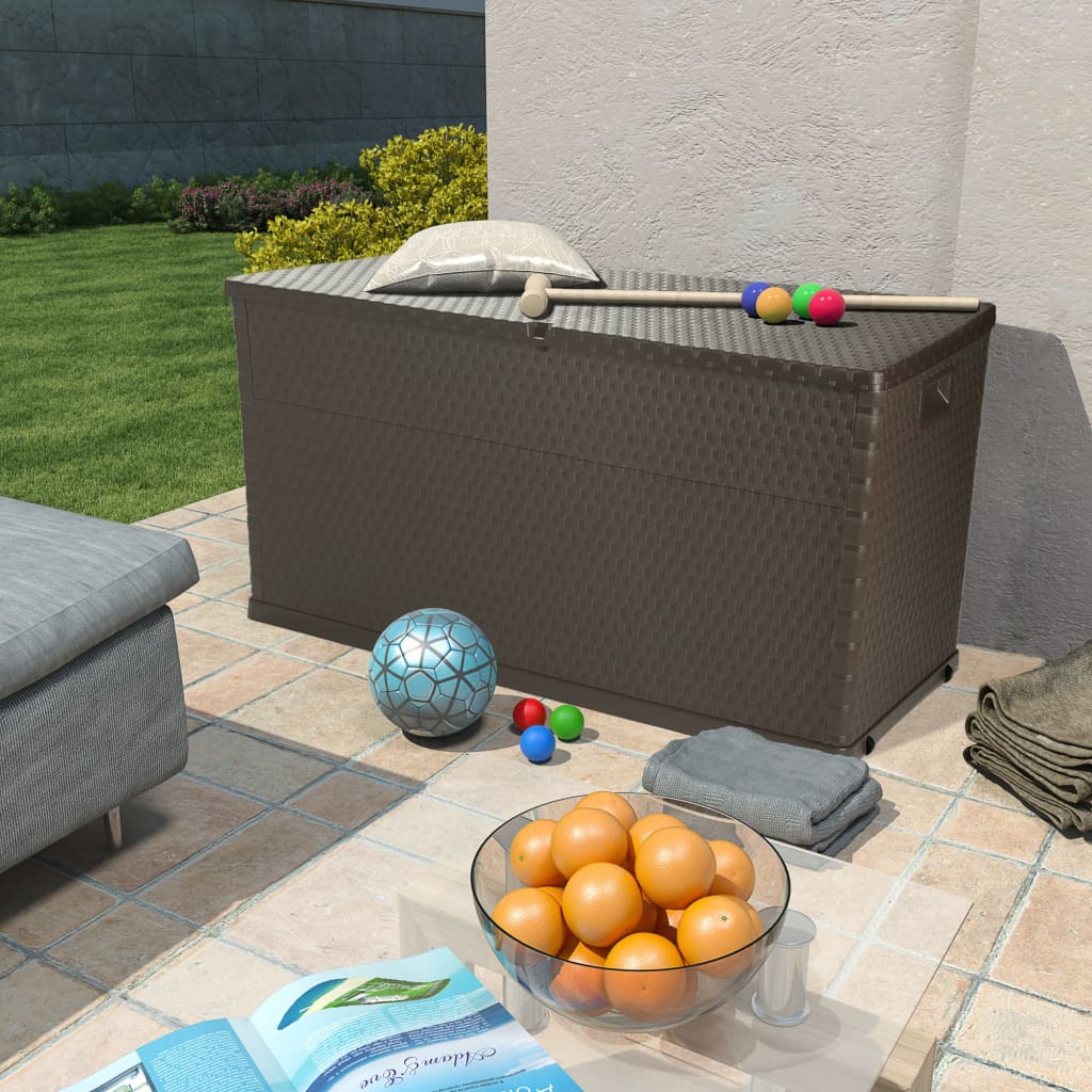 Zahradní Úložný Box Hnědý 120 X 56 X 63 Cm Pp Ratan