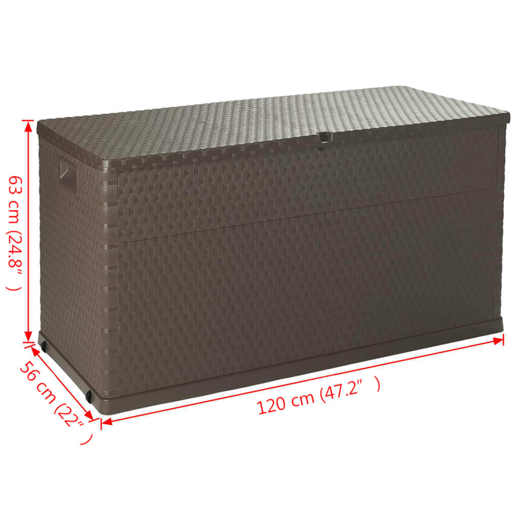 Zahradní Úložný Box Hnědý 120 X 56 X 63 Cm Pp Ratan