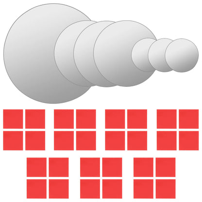 Sada Nástěnných Zrcadel 7 Kusů Kulaté Sklo