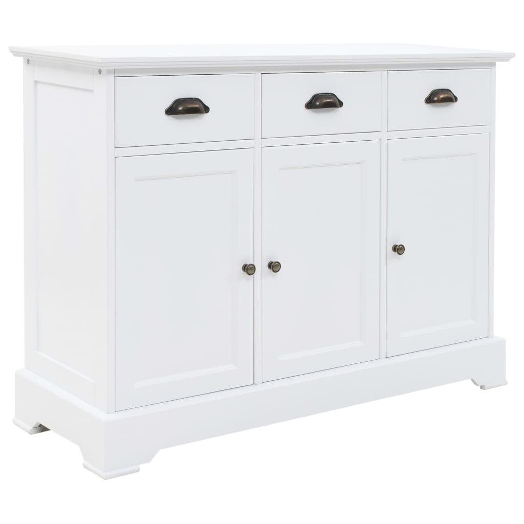Příborník Se 3 Dvířky Mdf A Borové Dřevo 105 X 35 X 77,5 Cm