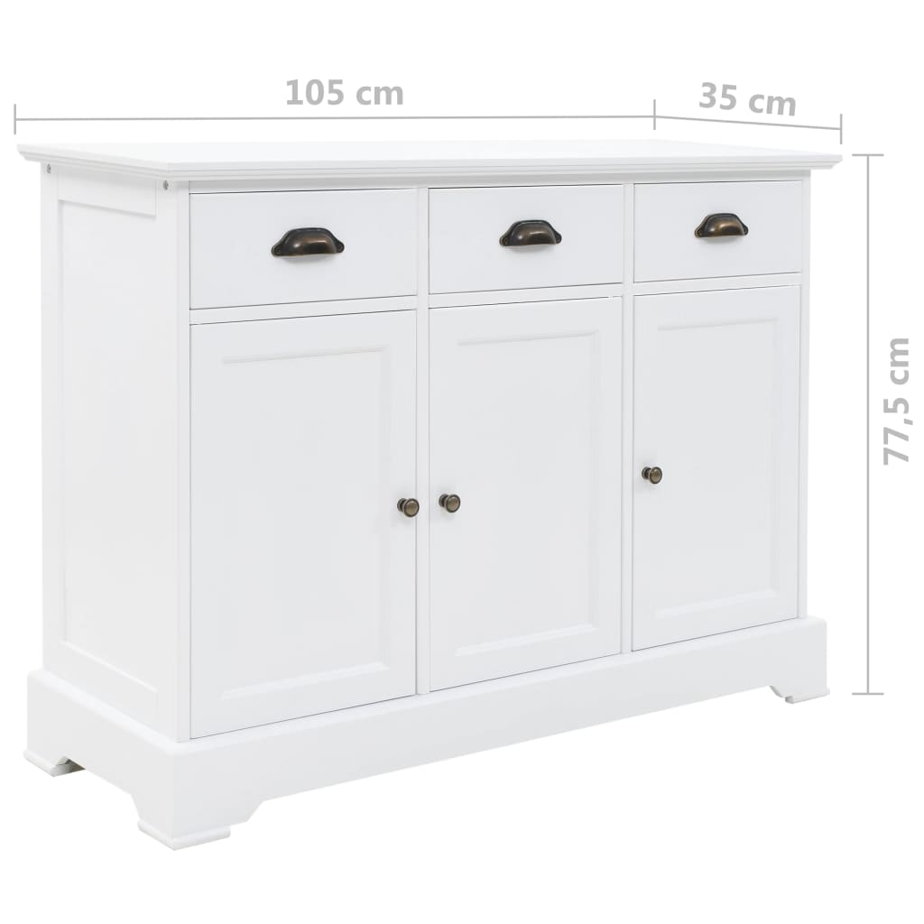 Příborník Se 3 Dvířky Mdf A Borové Dřevo 105 X 35 X 77,5 Cm