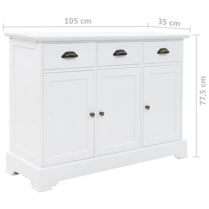 Příborník Se 3 Dvířky Mdf A Borové Dřevo 105 X 35 X 77,5 Cm